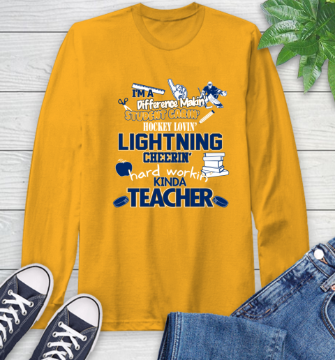 Tampa Bay Lightning NHL I'm A Difference Making Student Caring Hockey Loving Kinda Teacher Long Sleeve T-Shirt 2