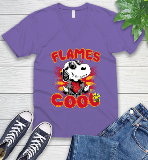NHL Hockey Calgary Flames Cool Snoopy Shirt V-Neck T-Shirt 8