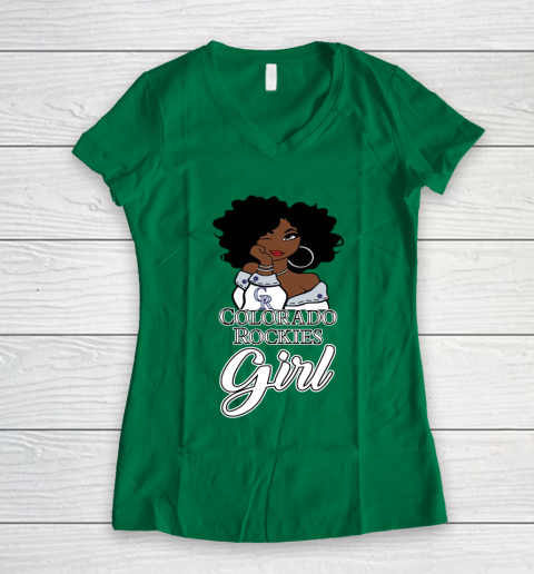 Colorado Rockiess Girl MLB Women's V-Neck T-Shirt 5