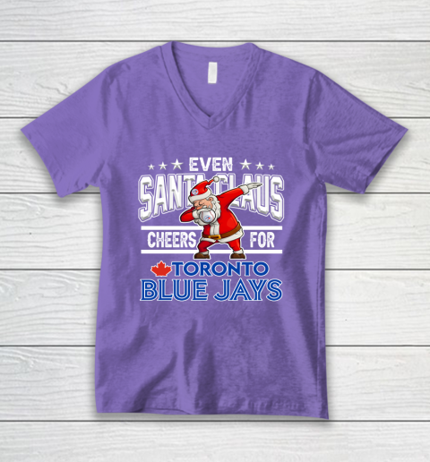 Toronto Blue Jays Even Santa Claus Cheers For Christmas MLB V-Neck T-Shirt 8