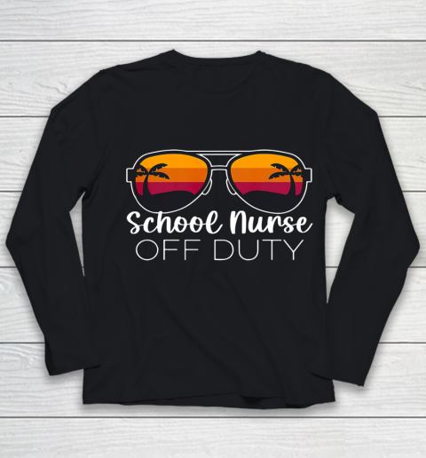 School Nurse Off Duty Sunglasses Beach Sunset Youth Long Sleeve