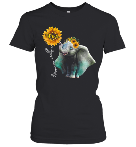 Sunflower Elephant Happiness Is Being A Nana Women's T-Shirt