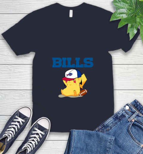 NFL Pikachu Football Sports Buffalo Bills V-Neck T-Shirt 3