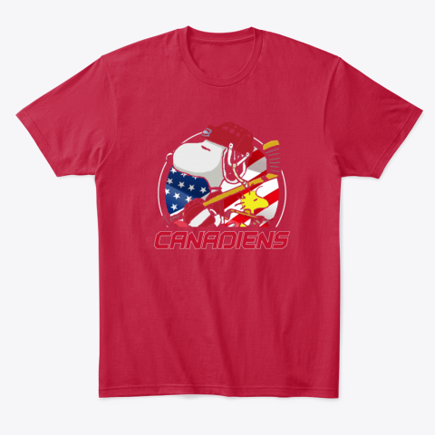 r3hx montreal canadienssnoopy and woodstock nhl classic t shirt 2 front red