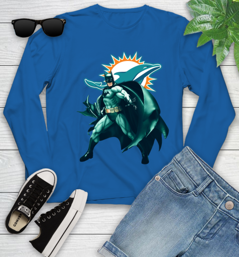 NFL Batman Football Sports Miami Dolphins Youth Long Sleeve 9