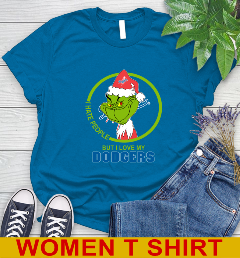 Los Angeles Dodgers MLB Christmas Grinch I Hate People But I Love My Favorite Baseball Team Women's T-Shirt 7