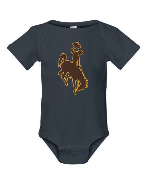 Wyoming Cowboys Infant Bodysuit 79ll wyoming cowboys infant rib bodysuit 4400 105 front navy