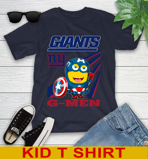 NFL Football New York Giants Captain America Marvel Avengers Minion Shirt Youth T-Shirt 2