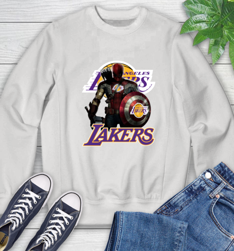 Los Angeles Lakers NBA Basketball Captain America Thor Spider Man Hawkeye Avengers Sweatshirt
