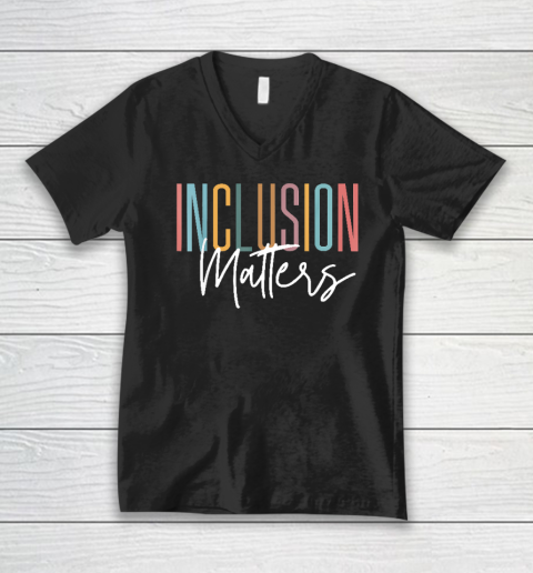 Autism Awareness Acceptance Inclusion Matters V-Neck T-Shirt