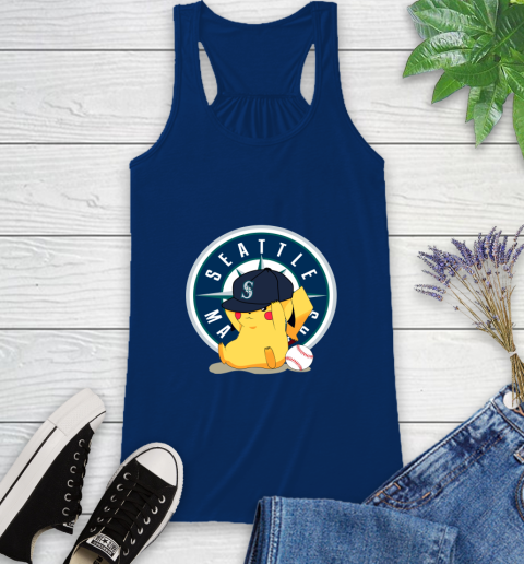 MLB Pikachu Baseball Sports Seattle Mariners Racerback Tank 9