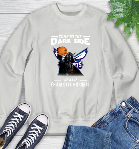 NBA Come To The Dark Side We Have Charlotte Hornets Star Wars Darth Vader Basketball Sweatshirt 5