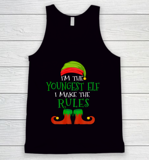 Youngest Elf Family Matching Funny Christmas Pajama Party Tank Top