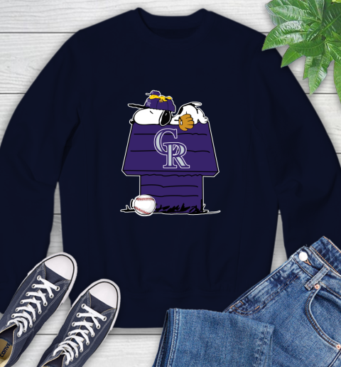 MLB Colorado Rockies Snoopy Woodstock The Peanuts Movie Baseball T Shirt Sweatshirt 3