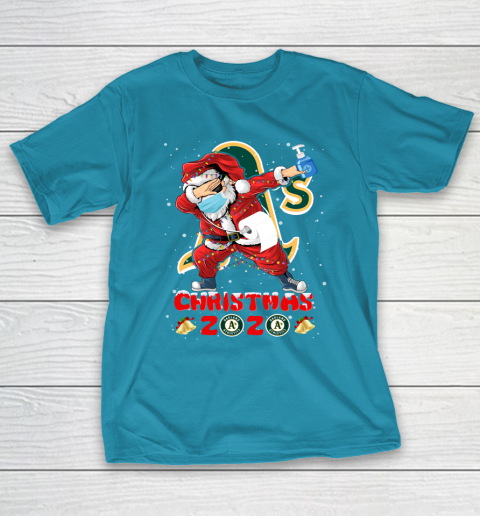 Oakland Athletics Funny Santa Claus Dabbing Christmas 2020 MLB T-Shirt 7