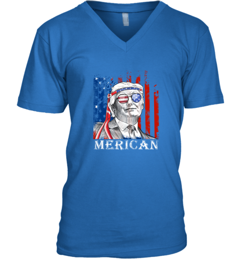 vjuw merica donald trump 4th of july american flag shirts v neck unisex 8 front royal