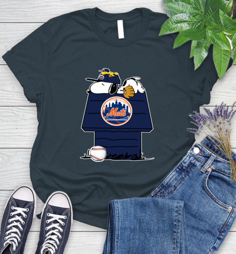 MLB New York Mets Snoopy Woodstock The Peanuts Movie Baseball T Shirt Women's T-Shirt 8