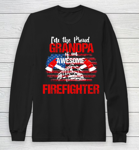 Grandpa Funny Gift Apparel  Proud Grandpa Of An Awesome Firefighter Long Sleeve T-Shirt