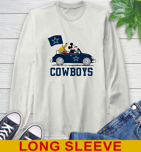 NFL Football Dallas Cowboys Pluto Mickey Driving Disney Shirt Long Sleeve T-Shirt 12