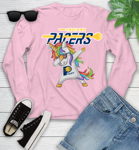 Indiana Pacers NBA Basketball Funny Unicorn Dabbing Sports Youth Long Sleeve 10