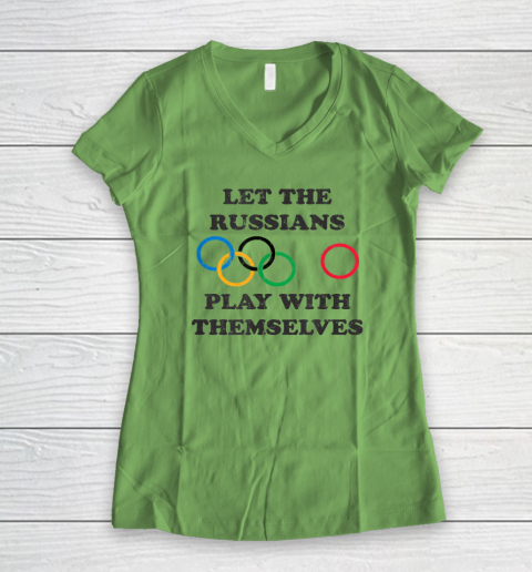 Let The Russians Play With Themselves Women's V-Neck T-Shirt 4