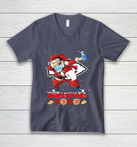 Kansas City Chiefs Funny Santa Claus Dabbing Christmas 2020 NFL V-Neck T-Shirt 7