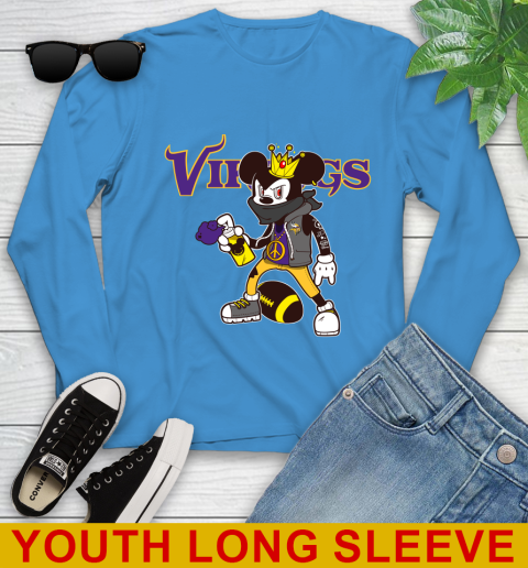 Minnesota Vikings NFL Football Mickey Peace Sign Sports Youth Long Sleeve 8