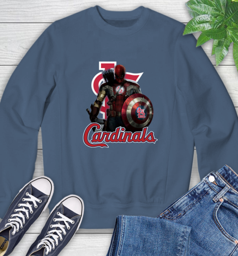 MLB Captain America Thor Spider Man Hawkeye Avengers Endgame Baseball St.Louis Cardinals Sweatshirt 7
