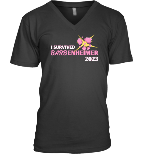 I Survived Barbenheimer 2023 Funny V-Neck T-Shirt
