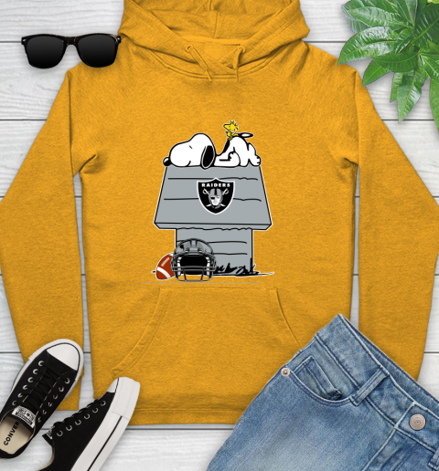 Oakland Raiders NFL Football Snoopy Woodstock The Peanuts Movie Youth Hoodie 3