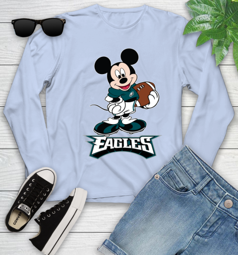 NFL Football Philadelphia Eagles Cheerful Mickey Mouse Shirt Youth Long Sleeve 9