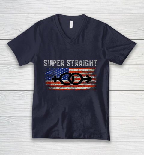 Vintage Us Flag Gender Identity Super Straight Identity V-Neck T-Shirt 2