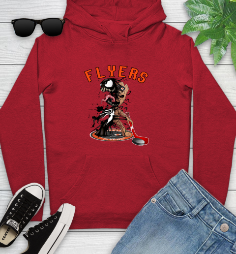 NHL Philadelphia Flyers Hockey Venom Groot Guardians Of The Galaxy Youth Hoodie 11