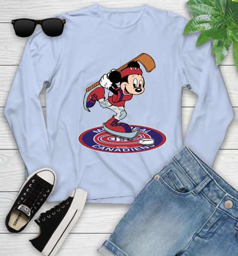 NHL Hockey Montreal Canadiens Cheerful Mickey Disney Shirt Youth Long Sleeve 9