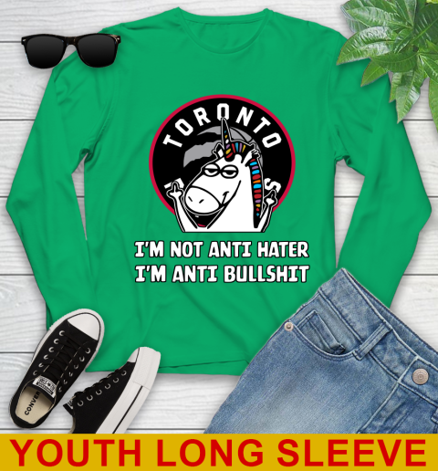 Toronto Raptors NBA Basketball Unicorn I'm Not Anti Hater I'm Anti Bullshit Youth Long Sleeve 7