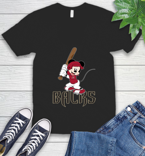 MLB Baseball Arizona Diamondbacks Cheerful Mickey Mouse Shirt V-Neck T-Shirt