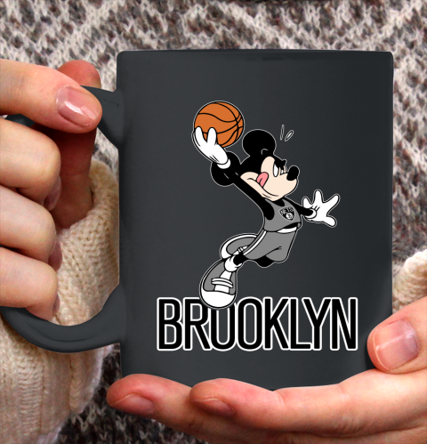 NBA Basketball Brooklyn Nets Cheerful Mickey Mouse Shirt Ceramic Mug 15oz