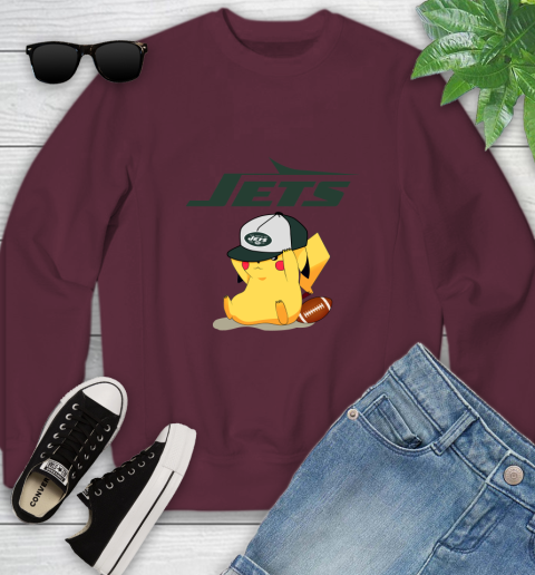NFL Pikachu Football Sports New York Jets Youth Sweatshirt 5