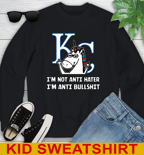 Los Angeles Angels MLB Baseball Unicorn I'm Not Anti Hater I'm Anti Bullshit (2) Youth Sweatshirt 2