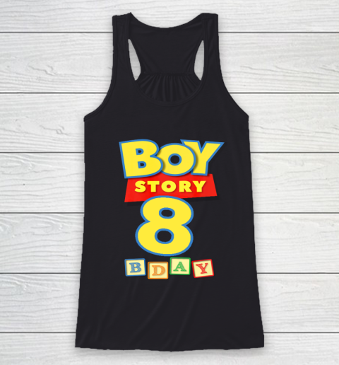 Toy Blocks Boy Story 8 Year Old Birthday Racerback Tank