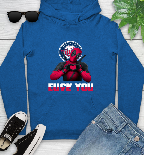 MLB Minnesota Twins Deadpool Love You Fuck You Baseball Sports Youth Hoodie 11