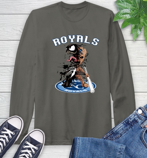MLB Kansas City Royals Baseball Venom Groot Guardians Of The Galaxy Long Sleeve T-Shirt 8