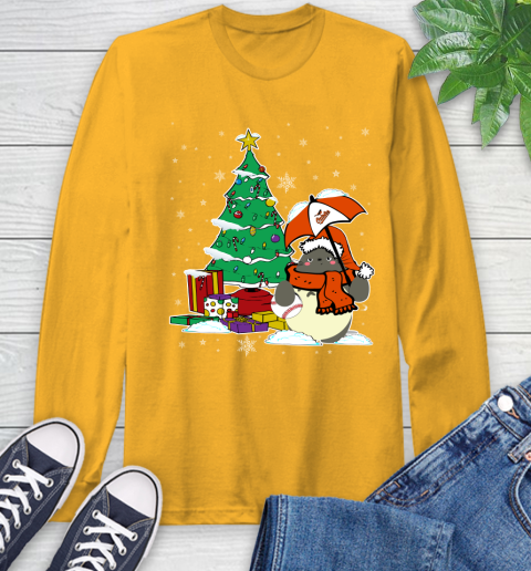 Baltimore Orioles MLB Baseball Cute Tonari No Totoro Christmas Sports Long Sleeve T-Shirt 2