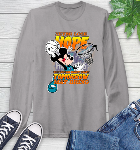 Charlotte Hornets NBA Basketball Mickey Disney Never Lose Hope Long Sleeve T-Shirt 6