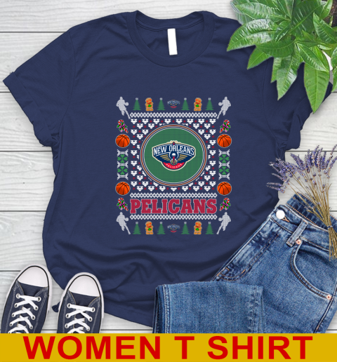 New Orleans Pelicans Merry Christmas NBA Basketball Loyal Fan Women's T-Shirt 12