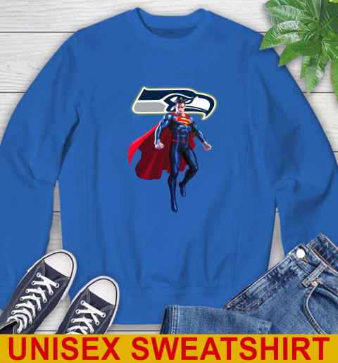 NFL Superman DC Sports Football Seattle Seahawks Sweatshirt Tee