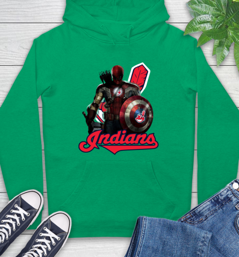 MLB Captain America Thor Spider Man Hawkeye Avengers Endgame Baseball Cleveland Indians Hoodie 8