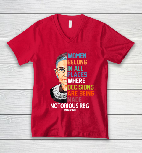 Notorious RBG 1933  2020 Women Belong In All Places Ruth Bader Ginsburg V-Neck T-Shirt 6