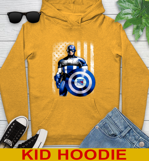 New York Rangers NHL Hockey Captain America Marvel Avengers American Flag Shirt Youth Hoodie 2