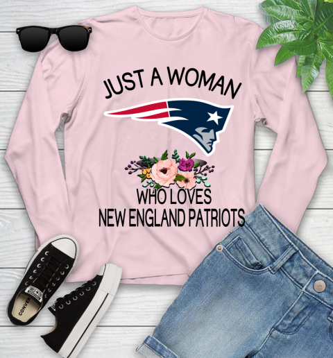 NFL Just A Woman Who Loves New England Patriots Football Sports Youth Long Sleeve 7